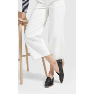 Everlane Wide Leg Crop Pants White High Rise Workwear Stretch Women's Size 00